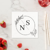 Moderne blad monogram initiaal papieren servetten (Insitu)
