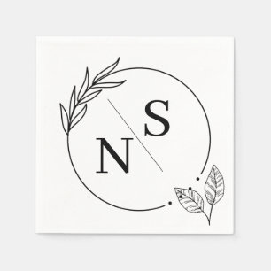 Moderne blad monogram initiaal papieren servetten