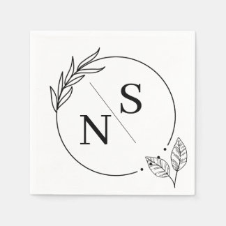 Moderne blad monogram initiaal papieren servetten