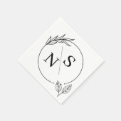 Moderne blad monogram initiaal papieren servetten (Hoek)