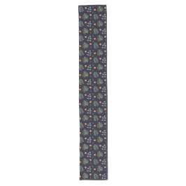 Moderne Blad Navy Waterverf Botanische Decoratie Lange Tafelloper