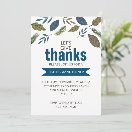 Moderne blad, Thanksgiving diner Kaart (Staand voorkant)