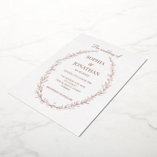 Moderne bladbladbladbladeren bruiloft folie uitnodiging (Gedraaid)