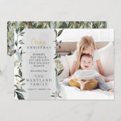 Moderne bladbladesucalyptusscript, multi-foto feestdagenkaart (Voorkant / Achterkant)