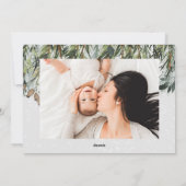 Moderne bladbladesucalyptusscript, multi-foto feestdagenkaart (Achterkant)