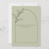 Moderne Bladboog Sage Groene Bruiloft Kaart (Achterkant)