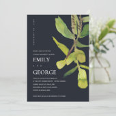 MODERNE BLADE CHIC ZWARTE LOOF TROUWKAART BEDANKKAART (Staand voorkant)