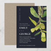 MODERNE BLADE CHIC ZWARTE LOOF TROUWKAART BEDANKKAART (Voorkant / Achterkant)