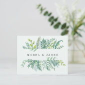 Moderne bladeren bewaren de datum briefkaart. aankondigingskaart (Staand voorkant)