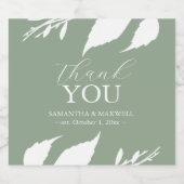 Moderne bladeren Champagne bruiloft stickers (Enkel label)