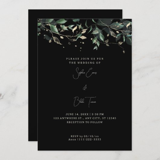 Moderne bladeren en twijnen kaart (Voorkant / Achterkant)