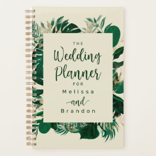 Moderne bladeren groen tropische thema bruiloft planner