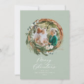 Moderne bladeren met smakelijke kerstmis feestdagenkaart (Voorkant)