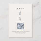 Moderne bladeren minimalistische QR-code RSVP-kaar Informatiekaartje (Voorkant)
