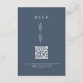 Moderne bladeren minimalistische QR-code RSVP-kaar Informatiekaartje (Voorkant)
