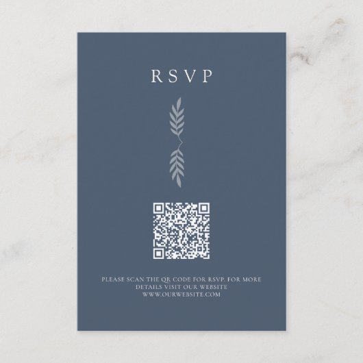 Moderne bladeren minimalistische QR-code RSVP-kaar Informatiekaartje (Voorkant)