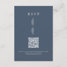 Moderne bladeren minimalistische QR-code RSVP-kaar Informatiekaartje