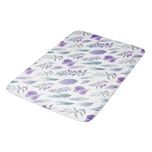Moderne bladeren Paarse lavendel en Blauwgroen gro Badmat (Gekanteld)