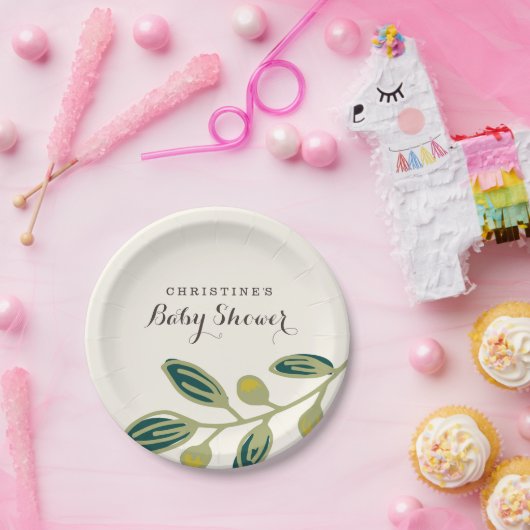 Moderne bladeren papieren bordje (Feest)