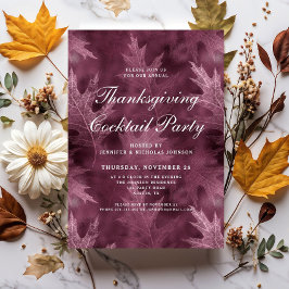 Moderne Bladeren Thanksgiving Cocktailparty Kaart
