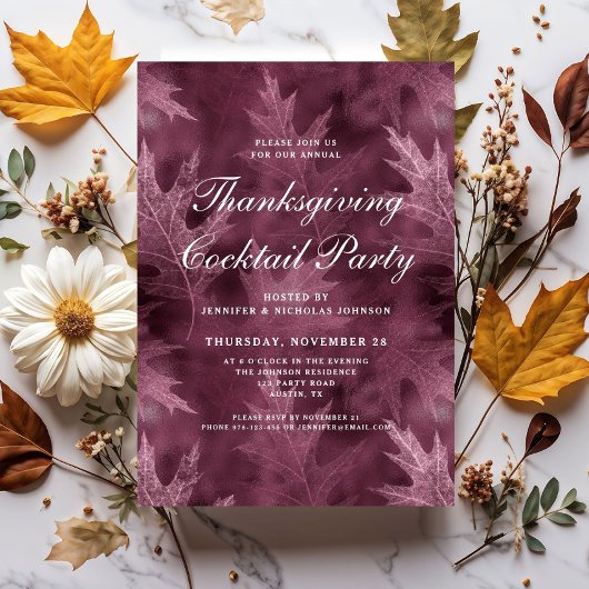 Moderne Bladeren Thanksgiving Cocktailparty Kaart