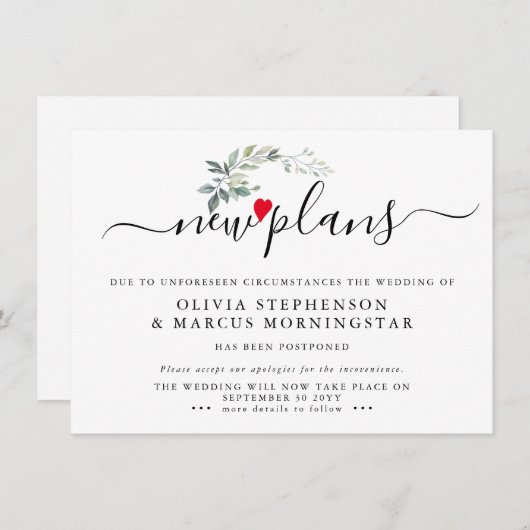 Moderne Bladerrijke Uitgestelde Gebeurtenis Nieuwe Kaart (Voorkant / Achterkant)