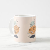 Moderne bladgrafiek met perzikachtergrond koffiemok (Voorkant links)