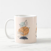 Moderne bladgrafiek met perzikachtergrond koffiemok (Links)