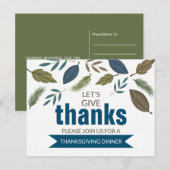 Moderne bladgroei, uitnodiging voor Thanksgiving d (Voorkant / Achterkant)