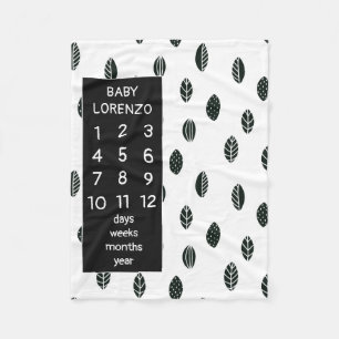 Moderne bladmand Baby Mijlsteen Fleece Deken
