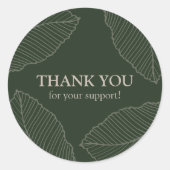 Moderne bladpatroon bedankingssticker ronde sticker (Voorkant)