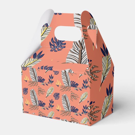 Moderne bladpatroon feestbenodigdheden bedankdoosjes (Achterkant)