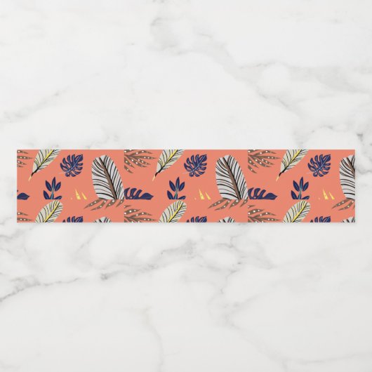 Moderne bladpatroon voedsel- en dranklabelset waterfles etiket (Enkel label)