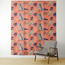 Moderne bladpatroon wanddecoratie wandkleed