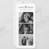 Moderne bladwijzer fotostrip QR-code bruiloft Save The Date (Voorkant)