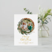 Moderne bladzijden met smakelijke kerstscript foli folie feestdagen briefkaart (Staand Voorkant)