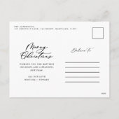 Moderne bladzijden met vrolijk kerstscript feestdagenkaart (Achterkant)