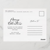 Moderne bladzijden met vrolijk kerstscript folie feestdagen briefkaart (Achterkant)