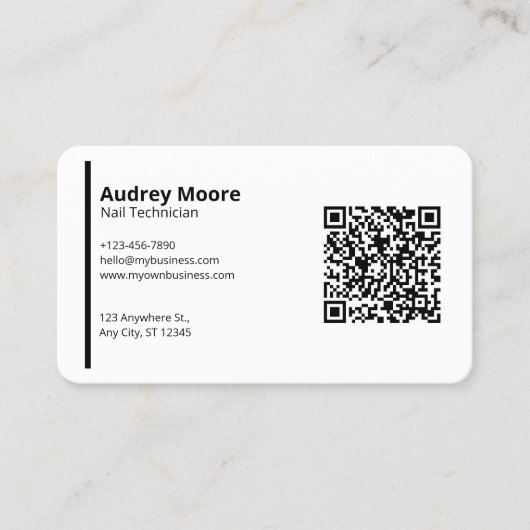Moderne Blank White Nail Technician Sjablonen Visitekaartje (Voorkant)