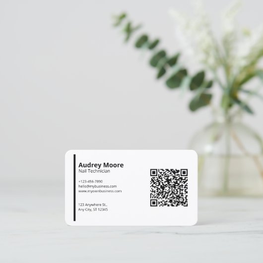 Moderne Blank White Nail Technician Sjablonen Visitekaartje (Staand voorkant)