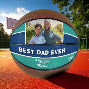 Moderne Blau Beste Papa Ooit Foto Vader Basketbal