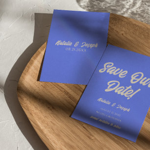 Moderne Blau Funky Krachtige Kleurrijke Unieke Leu Save The Date