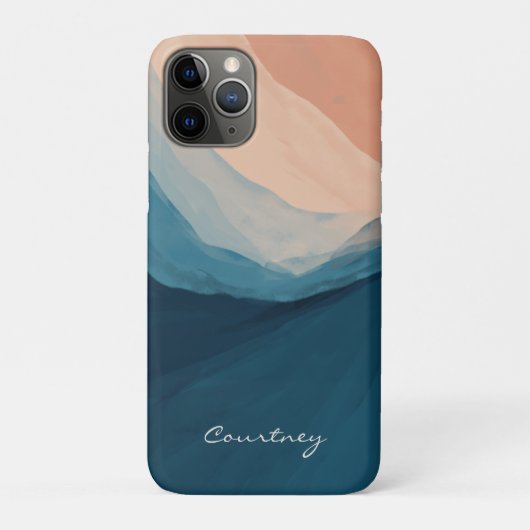 Moderne Blau Gepersonaliseerd Voeg Je Naam Toe Case-Mate iPhone Case (Achterkant)