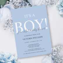 Moderne Blau 'Het is een Jongen' Typografie Baby S