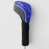 Moderne Blau Metallic Paardenhoofd Monogram Initia Golfheadcover (Schuin)