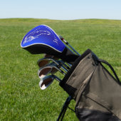 Moderne Blau Metallic Paardenhoofd Monogram Initia Golfheadcover (Insitu)