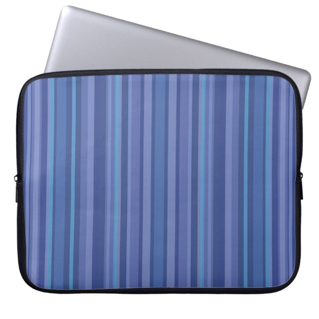 Moderne Blau Paarse Streep Laptop Sleeve (Voorkant)
