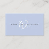 Moderne Blau-Witte Script Monogram QR Code Visitekaartje (Voorkant)