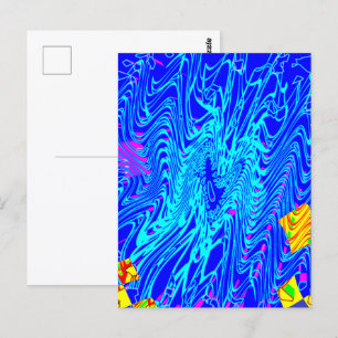 Moderne blauw Abstracte kunst schilderen Briefkaart