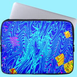Moderne blauw Abstracte kunst schilderen Laptop Sleeve
